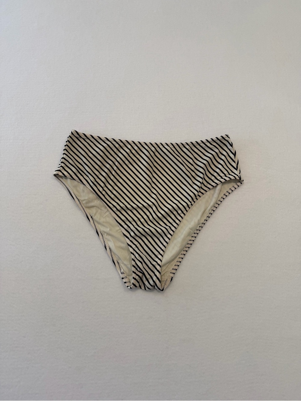 Freya White and Black Striped High Rise Bikini Bottom Medium Preowned
